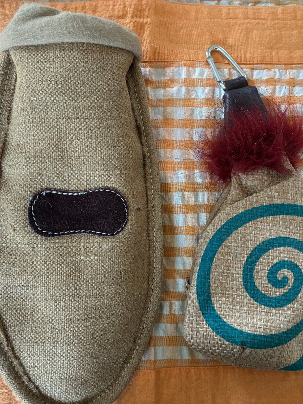 Set of natural fiber dog toy & pouch. NWT